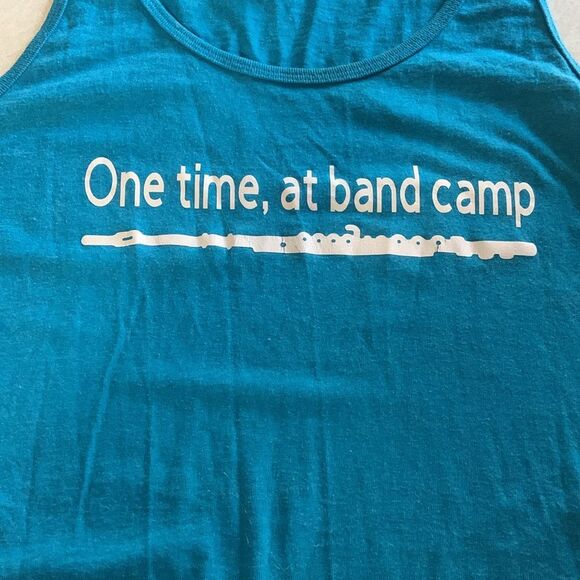 One Time At Band Camp Screen Print Turquoise Tank Size Large - Picture 2 of 5